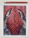 Splitting Hares (on Claret) Portrait, 8x10 inch print