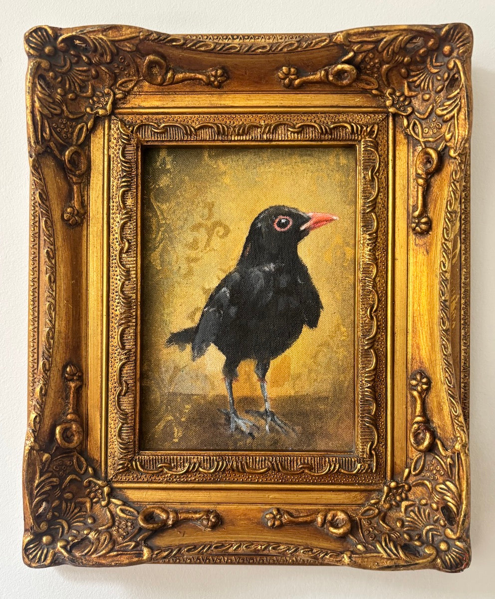 Blackbird Painting in Vintage frame, 2026