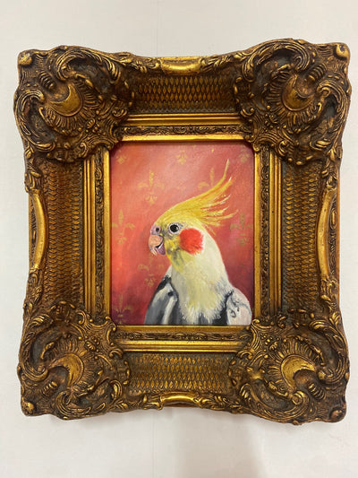 Bogart, Cockatiel bird Painting. in Heavy Vintage frame, 2023
