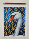 Swan on blue Portrait, 8x10 inch print