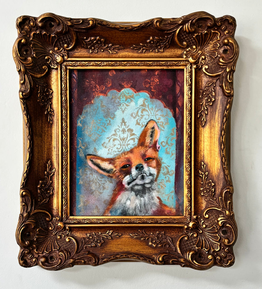 Jasper 2026.  Fox painting. Vintage frame.