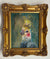 Tiel on Green. 2024. Cockatiel painting. Vintage frame.