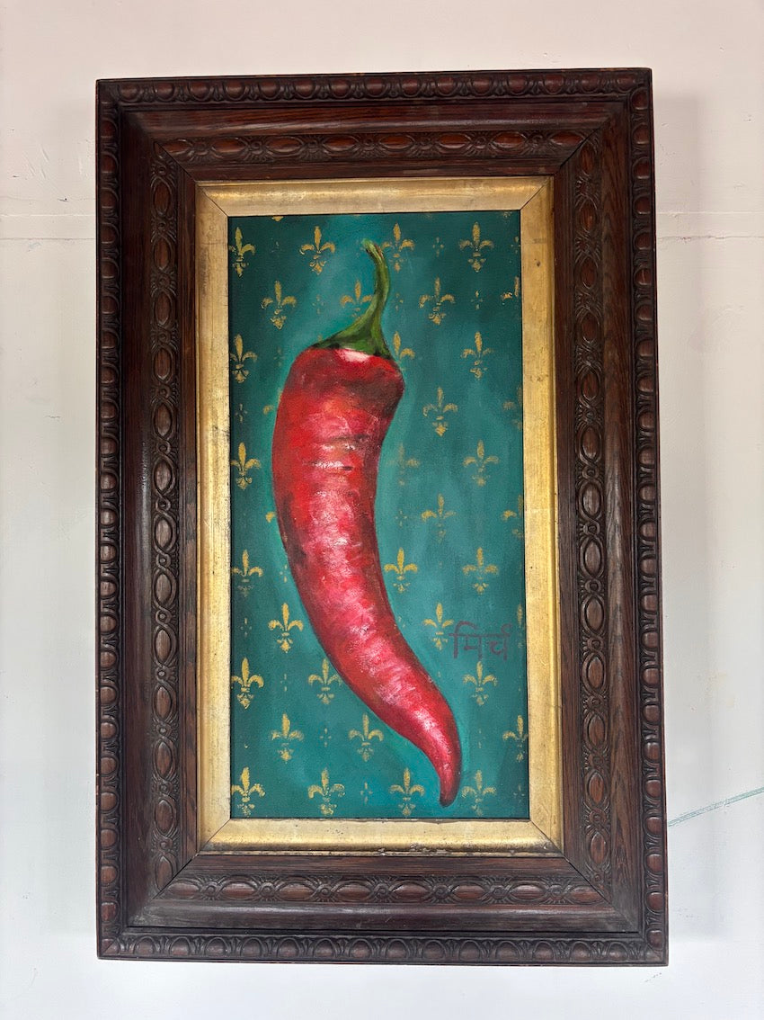 Sweet Chile of mine, Chili painting in Vinatge frame 2026