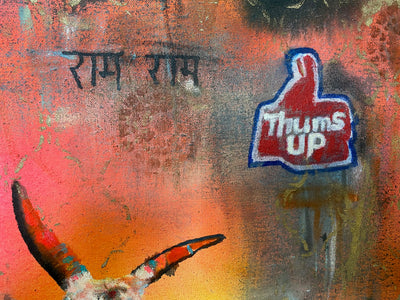 Thums Up, Original Painting of Indian Street cow. 2025