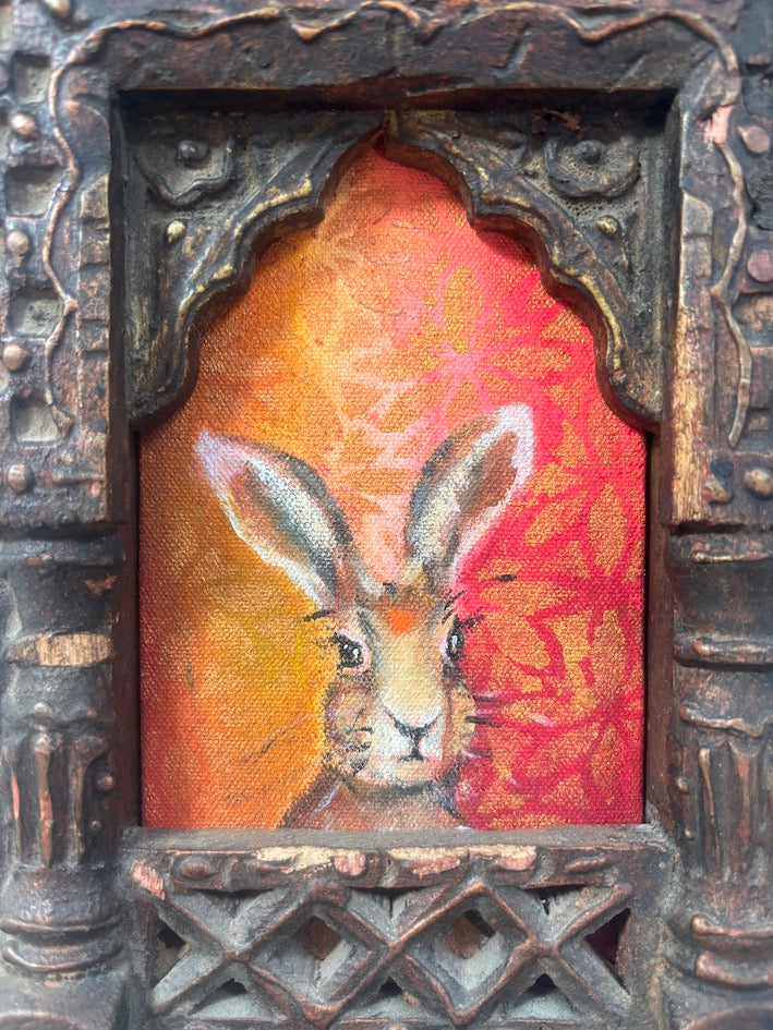 Little Hare Rama at the Temple, Indian Hare Painting 2026