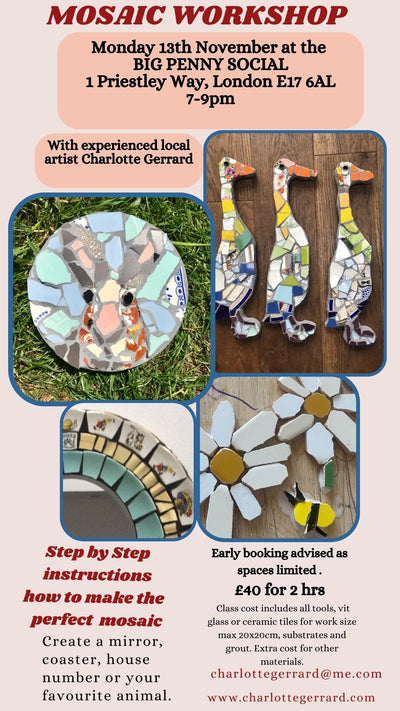 Mosaic Workshop - Monday 3rd June 6.30-8.30pm