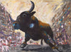 There is a real energy in this piece as the bull is tearing through the streets of Pamplona. Encierros literally means 'running of the bulls.'