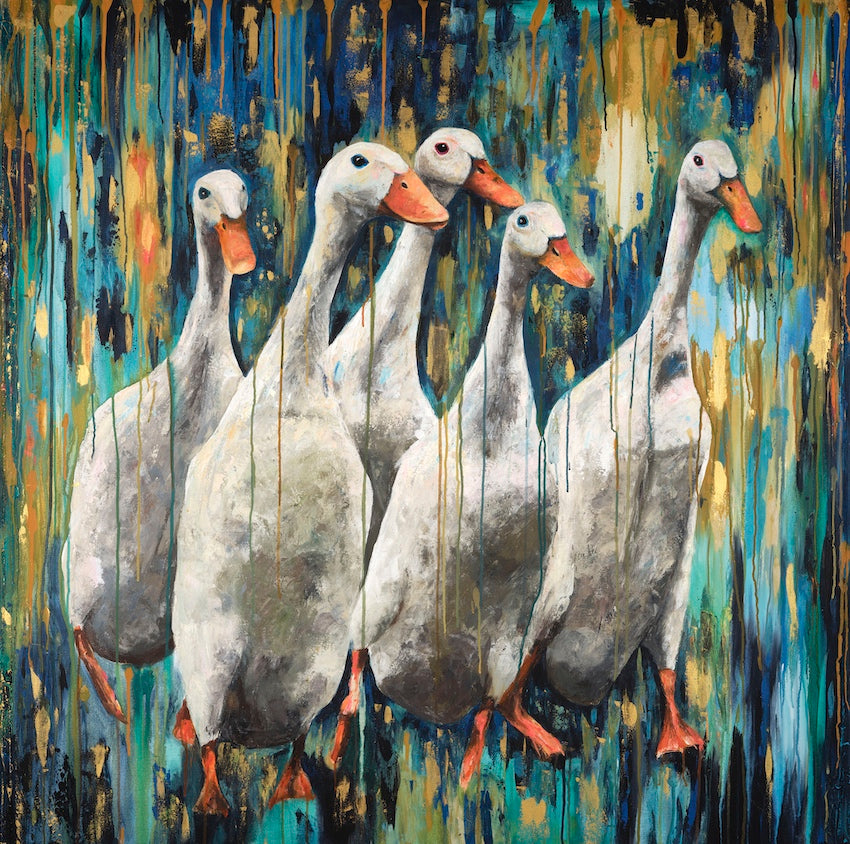 Five get lost at Heligan gardens is a new release print. The image was taken by a staff member at the Lost gardens of Heligans in Cornwall and I absolutely loved the movement in it, so I got in touch and asked if it wold be possible to create a painting from their photograph.