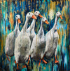 'Five Get Lost at Heligan Gardens' is one of the largest original paintings I have created recently measuring 150x150cm.  These ducks walking close to one another made me think of childhood favourite memories and of course of Enid Blyton's 'Famous Five' book series. 