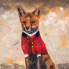 A limited edition giclee print of a fox in a riding jacket. 'Any more riders?' is a satirical title as foxy has decided to join the hunt.