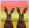 'Hare Hare' is a unique hand pulled screen print with 9 different layers. There are only four available.   'Hare Hare' is a new creation where I experiment with pop art elements to create a multi layered and vibrant screenprint. 