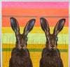 'Hare Hare' is a unique hand pulled screen print with 9 different layers. There are only four available.   'Hare Hare' is a new creation where I experiment with pop art elements to create a multi layered and vibrant screenprint.