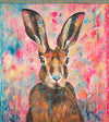 Another beautiful Indian hare. I painted this piece soon after Hare Rama. The colours are far more vibrant and the hot pink background depicts a truly Indian vibe.  The piece has a portrait orientation
