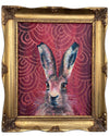 Richard the Hare, original painting on canvas in a vintage gold frame.  Exterior frame measurements 31x26cm.