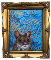 Henry the Field Mouse, original painting on canvas in a vintage gold frame.  Exterior frame measurements 31x26cm.