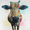 This funky Indian street cow depicted using a 12 layer screenprint.  The image to create this piece was taken from a photograph I snapped on the streets of Gokhana in Karnataka India. I