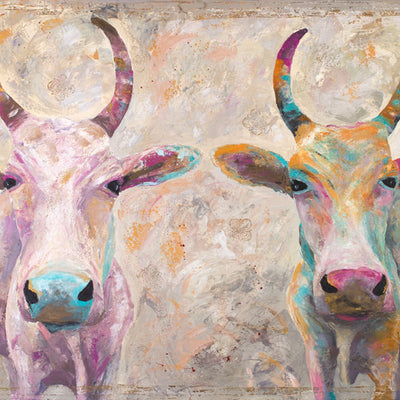 A limited edition giclee print of two cows on archival fine art paper. This is a very soft image of two beautiful Indian cows.