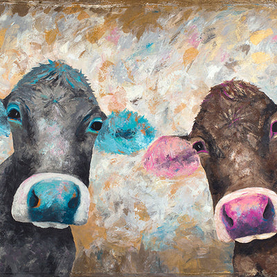 A limited edition giclee print of two cows on a neutral and gold background fine art archival paper.  The nose and ear colouration on this piece along with the title make it a perfect piece for couples.