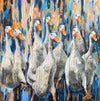  Band on the run holds the record for the most Indian runner ducks on a single canvas. I absolutely loved creating this piece and there will definitely be more to come.      Original Painting 150w x150h cm.