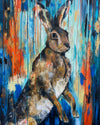 This is a new painting I recently created in my studio and I have really been having a ball portraying with the different expressions of these charming hares, sometimes shy, sometimes mischievous.