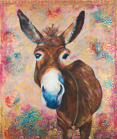 This beautiful donkey has been a long time in the conceptual stage and I'm so delighted that he is ready to purchase as a  giclee print and a greeting card. Pack of 6.  3 of Milo and 3 of Molly