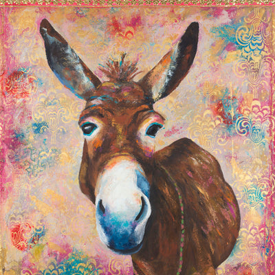 This beautiful donkey has been a long time in the conceptual stage and I'm so delighted that he is ready to purchase as a  giclee print and a greeting card. Pack of 6.  3 of Milo and 3 of Molly
